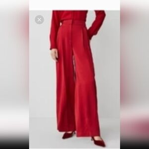 Ann Taylor Beautiful Dramatic Red Satin Wide Leg Pants